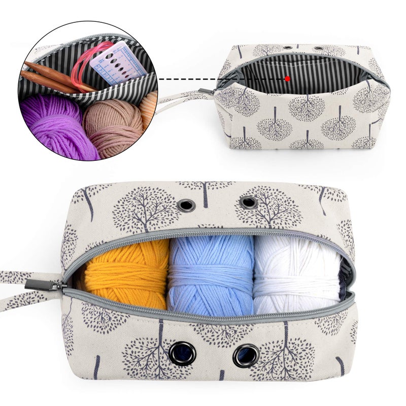 LUXJA Small Yarn Storage Bag, Portable Knitting Bag for Yarn Skeins, Crochet Hooks, Knitting Needles (up to 8 Inches) and Other Small Accessories (Trees) - Image 2